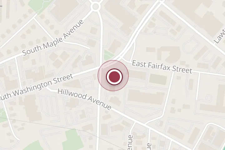 Street map around 101 E Annandale Rd, Falls Church, with a pin at Dunkin'