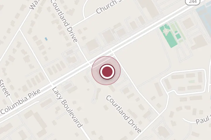 Street map around 5863 Columbia Pike, Falls Church, with a pin at El Palenque
