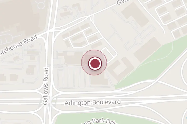 Street map around 8110 Arlington Blvd, Falls Church, with a pin at Elephant Jumps Thai Restaurant