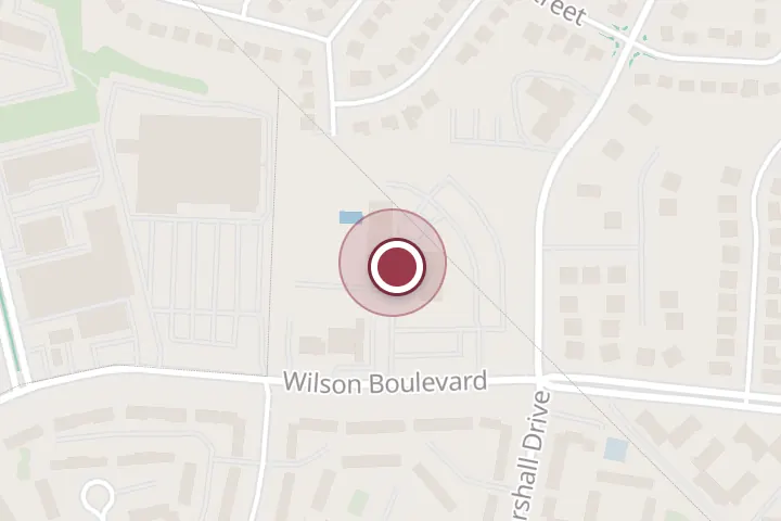 Street map around 6200 Wilson Blvd Ste 105, Falls Church, with a pin at Emmy Lash & Brow
