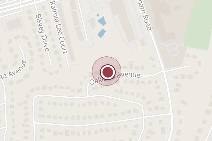 Street map around 7138 Oakland Ave, Falls Church, with a pin at Empire Construction