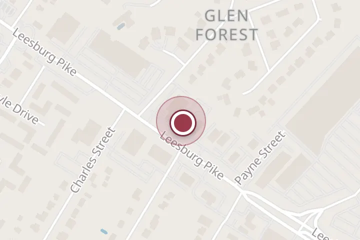Street map around 5884 Leesburg Pike, Falls Church, with a pin at ETB Remodeling & Construction