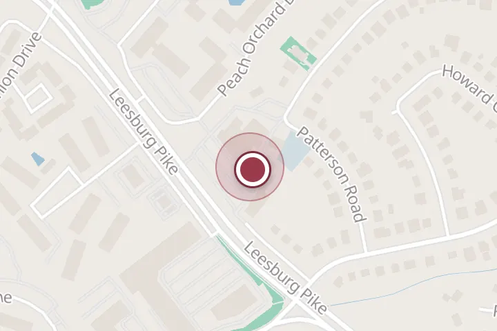 Street map around 7508 Leesburg Pike, Falls Church, with a pin at European Wax Center