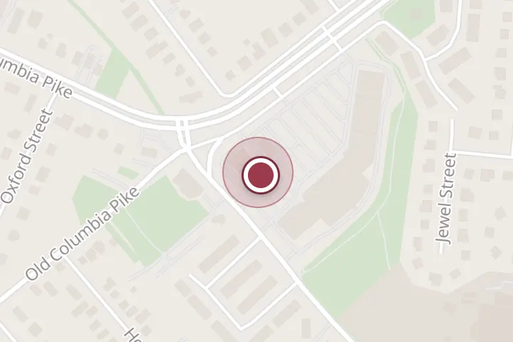 Street map around 6355 Columbia Pike, Falls Church, with a pin at European Wax Center
