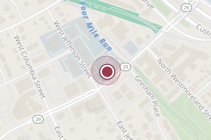 Street map around 531 N Washington St, Falls Church, with a pin at Eurowerks Virginia, Inc