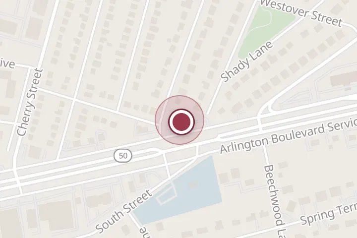 Street map around 6500 Arlington Blvd #208, Falls Church, with a pin at EZ One Insurance