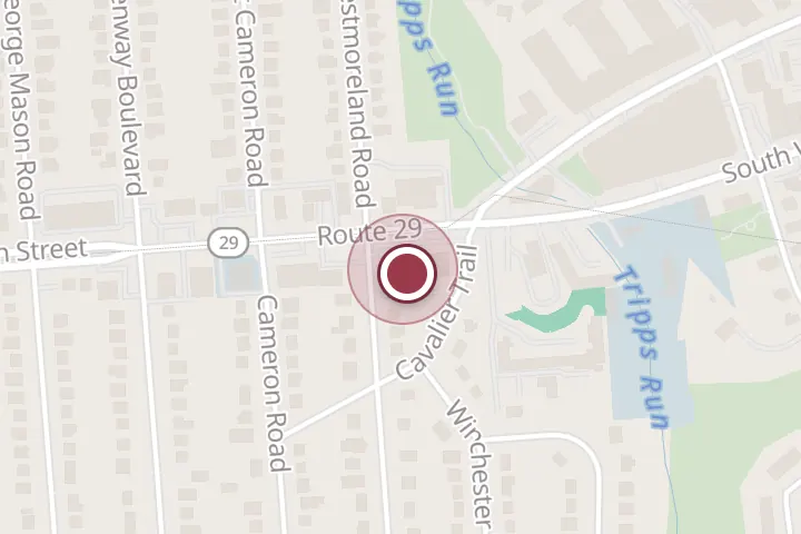 Street map around 7173 Lee Hwy, Falls Church, with a pin at Fairfax Deli & Pizza y La tarateñita