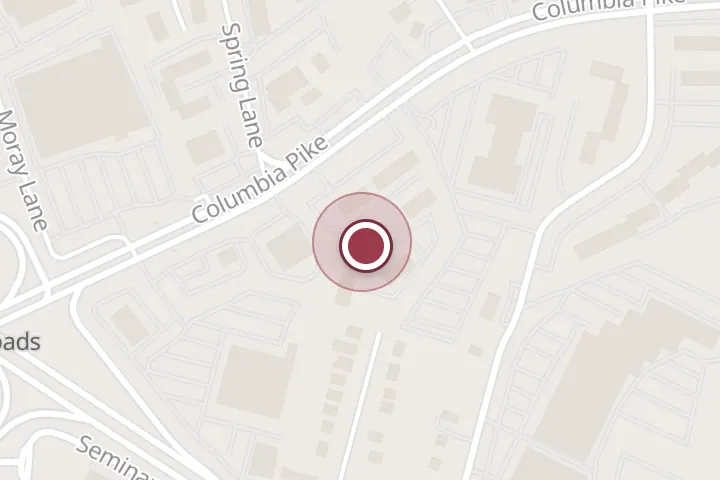 Street map around 5645 Columbia Pike, Falls Church, with a pin at Farah Ahmad, DDS
