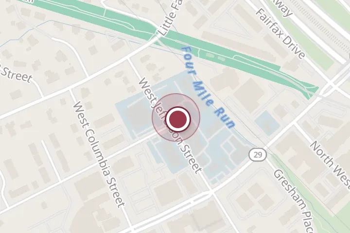 Street map around 116 W Jefferson St REAR, Falls Church, with a pin at Felix Auto Service