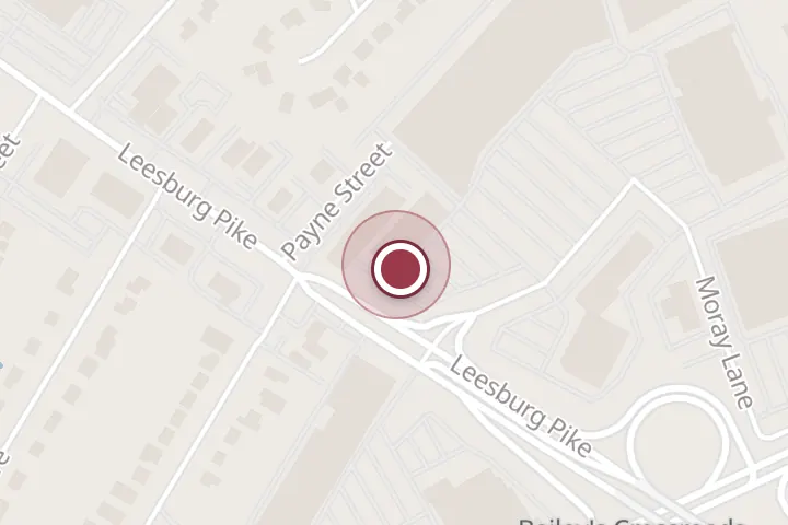 Street map around 5880 Crossroads Center Way, Falls Church, with a pin at First Watch