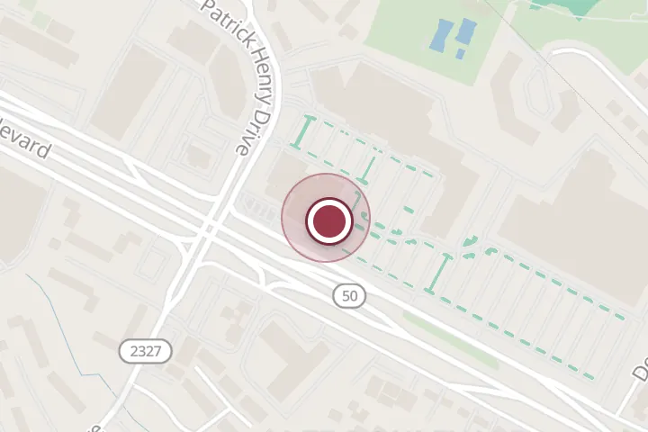 Street map around 6134 Arlington Blvd Ste A, Falls Church, with a pin at Five Guys