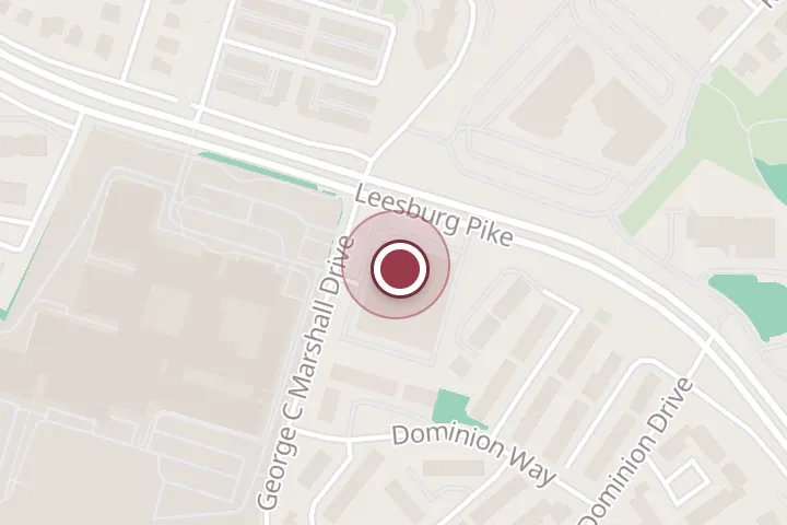 Street map around 7649 Leesburg Pike, Falls Church, with a pin at Flash Clean LLC