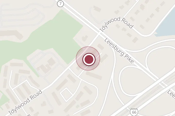 Street map around 7322 Rockford Dr, Falls Church, with a pin at Flour Theory