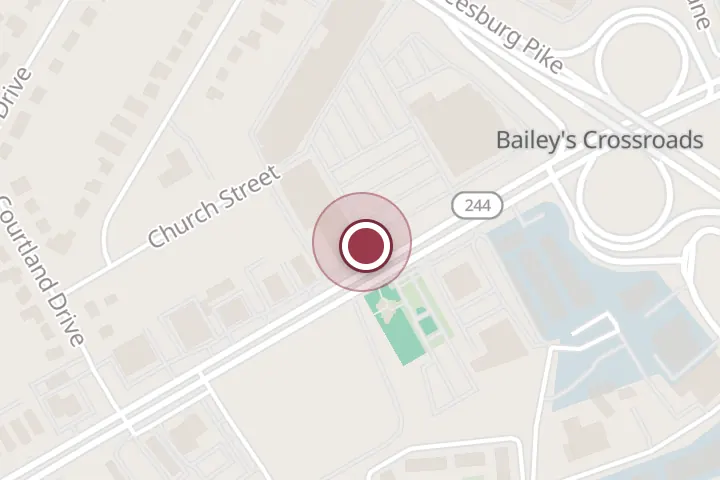 Street map around 5830 Columbia Pike, Falls Church, with a pin at Full Kee Restaurant