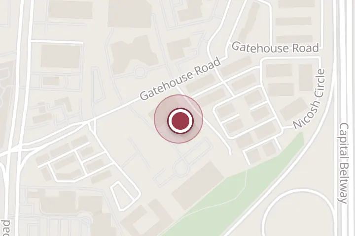 Street map around 8115 Gatehouse Rd, Falls Church, with a pin at Gatehouse Cafe