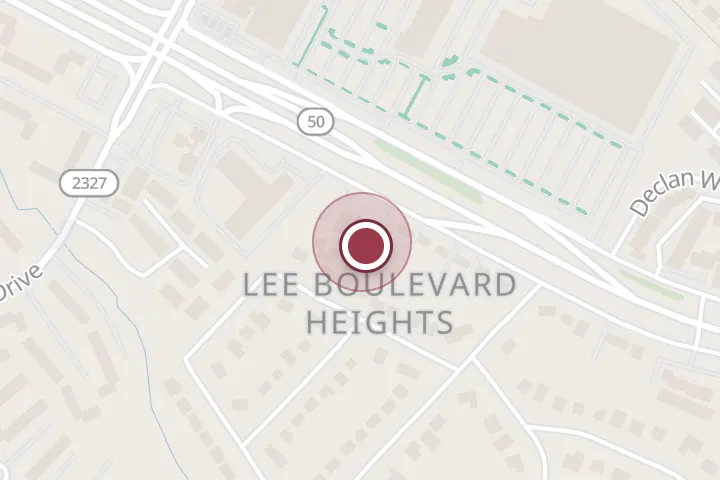 Street map around 6107 Arlington Blvd, Falls Church, with a pin at George H. Lawrence, PHD