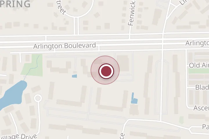 Street map around 7417 Arlington Blvd #303, Falls Church, with a pin at GM service