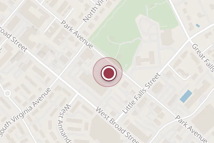 Street map around 313 Park Ave g2, Falls Church, with a pin at Great Outdoors Landscaping