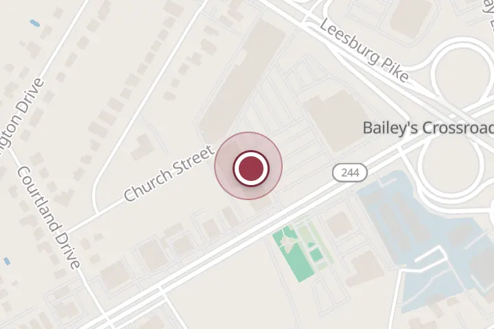 Street map around 5819 Leesburg Pike, Falls Church, with a pin at H&R Block