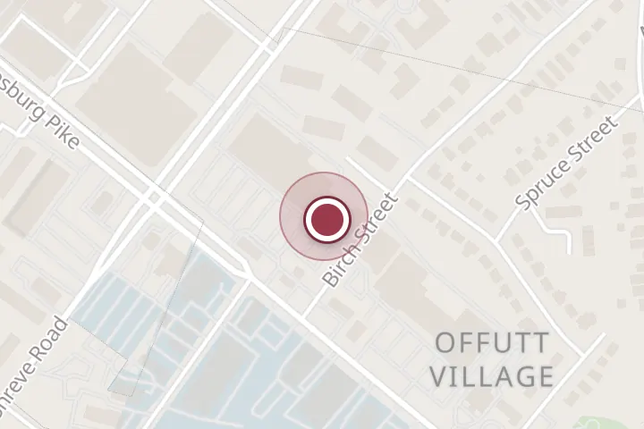 Street map around 1222 W Broad St, Falls Church, with a pin at Haandi Indian Cuisine