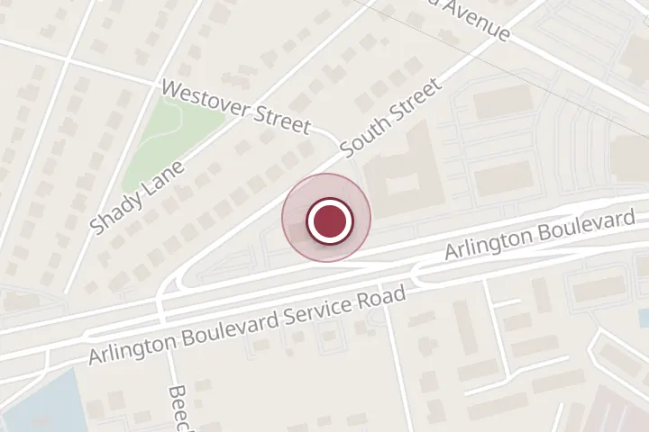 Street map around 6430 Arlington Blvd, Falls Church, with a pin at Hampton Inn & Suites Falls Church