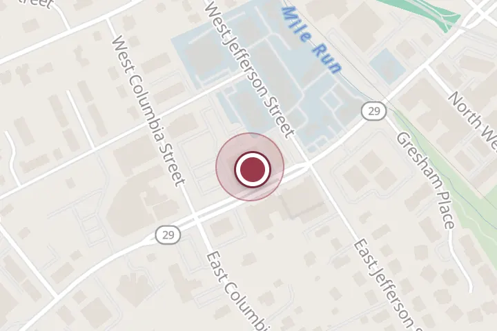 Street map around 407 N Washington St #100, Falls Church, with a pin at Hanita Oh-Tan, MD, FAAP