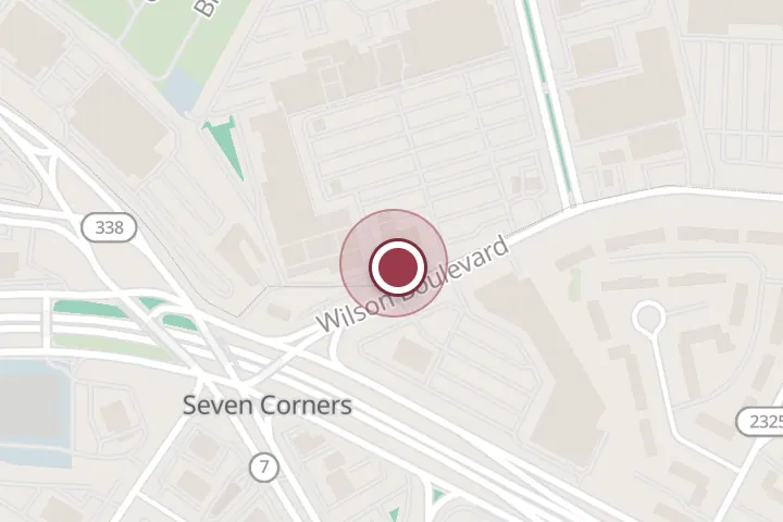 Street map around 6799 Wilson Blvd #10, Falls Church, with a pin at Happy Lamb Hot Pot