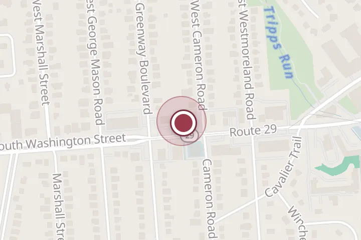 Street map around 802 S Washington St, Falls Church, with a pin at Herb's Auto Repair
