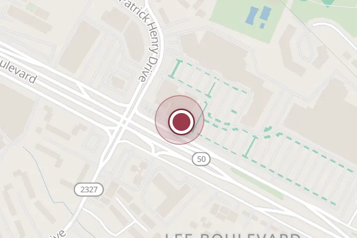 Street map around Willston II shopping Ctr, 6134 Arlington Blvd, Falls Church, with a pin at HI BROW BAR