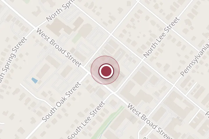 Street map around 706 W Broad St, Falls Church, with a pin at Hilton Garden Inn Falls Church