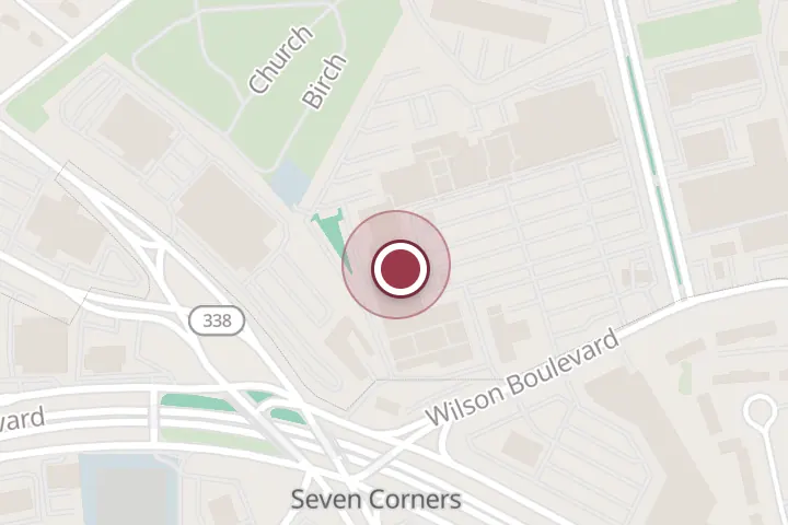 Street map around 6771 Wilson Blvd Unit B, Falls Church, with a pin at Hoang Gia Cafe