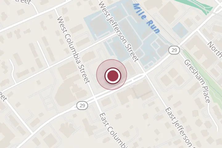 Street map around 407 N Washington St #100, Falls Church, with a pin at Holly E. Spanier, MD, FAAP
