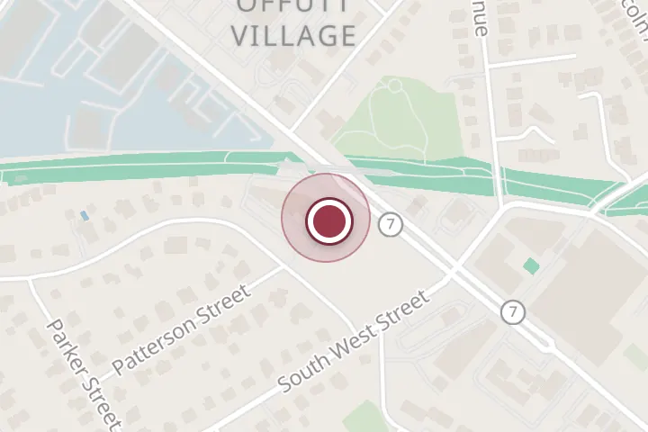 Street map around 1061 W Broad St, Falls Church, with a pin at Holly Nail and Beauty Salon