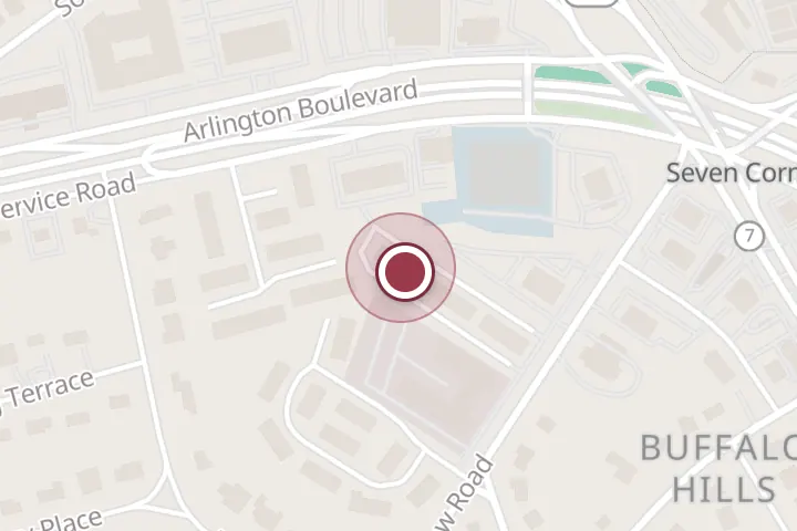 Street map around 6408N Seven Corners Pl #3N, Falls Church, with a pin at Honey wax and sugar by khadija