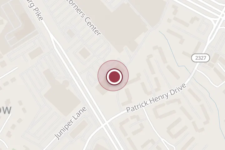 Street map around 6387 Seven Corners Center, Falls Church, with a pin at Hong Kong Palace & Catering
