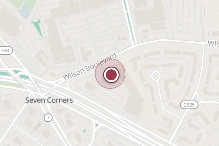Street map around 6288A Arlington Blvd, Falls Church, with a pin at iCream Yogurt & Crepes