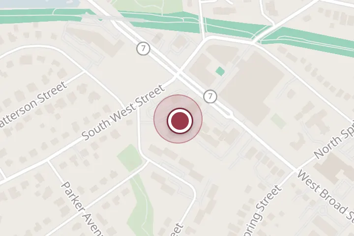 Street map around 929 W Broad St, Falls Church, with a pin at Ideal Tile - Kitchen & Bath Design Center
