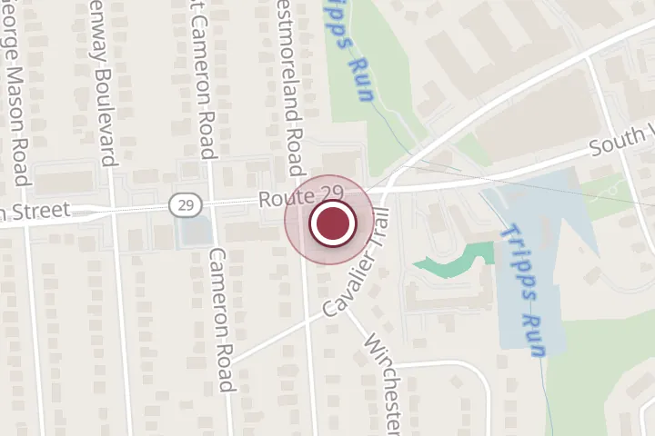 Street map around 7173 US-29, Falls Church, with a pin at Illimani Restaurante