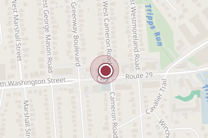 Street map around 800 S Washington St, Falls Church, with a pin at Integrity Tire & Auto Repair