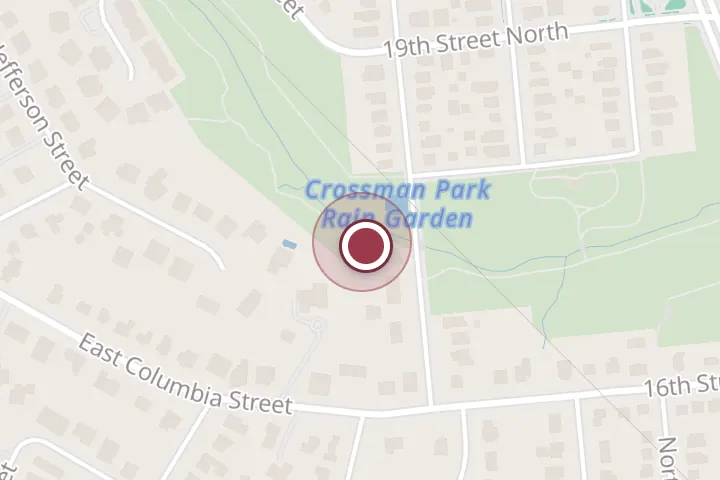 Street map around 501 N Van Buren St, Falls Church, with a pin at Isaac Crossman Park