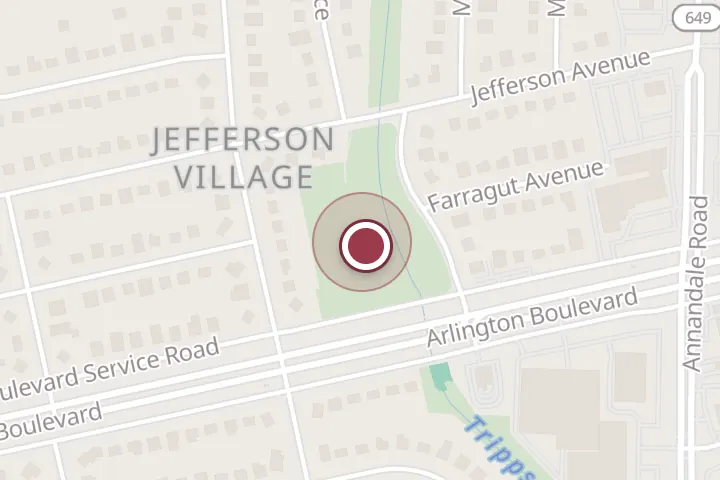 Street map around 2941 Summerfield Rd, Falls Church, with a pin at Jefferson Village Park