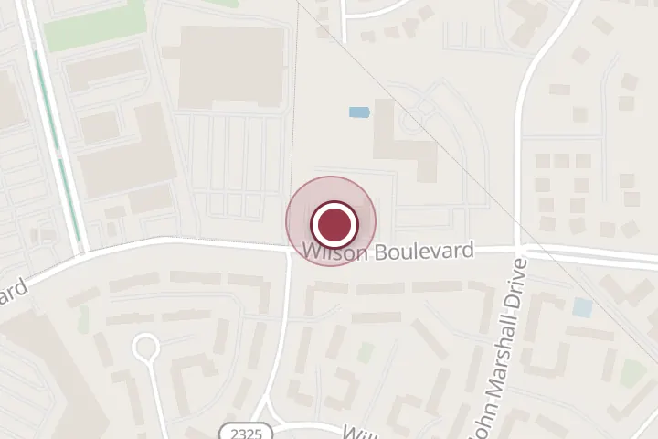 Street map around 6220 Wilson Blvd, Falls Church, with a pin at Jiffy Lube
