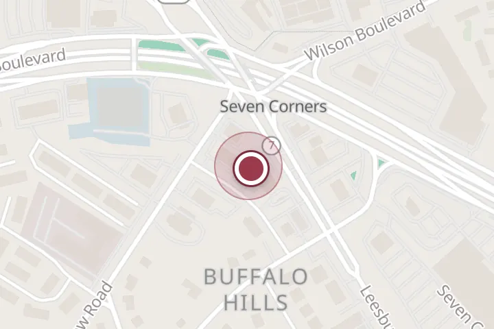 Street map around 6316 Castle Pl #300, Falls Church, with a pin at Joel Atlas Skirble & Associates