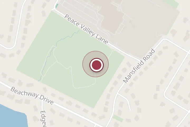 Street map around 3312 Peace Valley Ln, Falls Church, with a pin at Justice Park