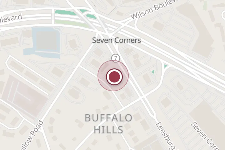 Street map around 6315 Leesburg Pike suit c, Falls Church, with a pin at Karaz Lounge