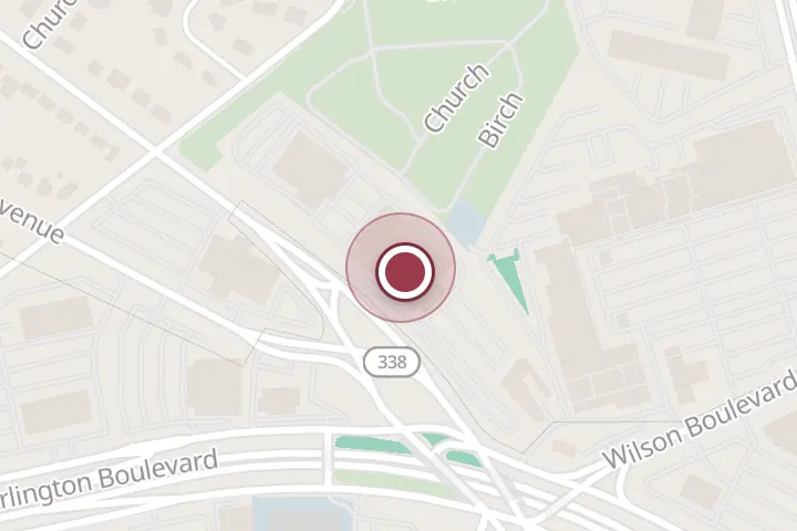 Street map around 1051 E Broad St, Falls Church, with a pin at Koons Falls Church Ford Parts Store