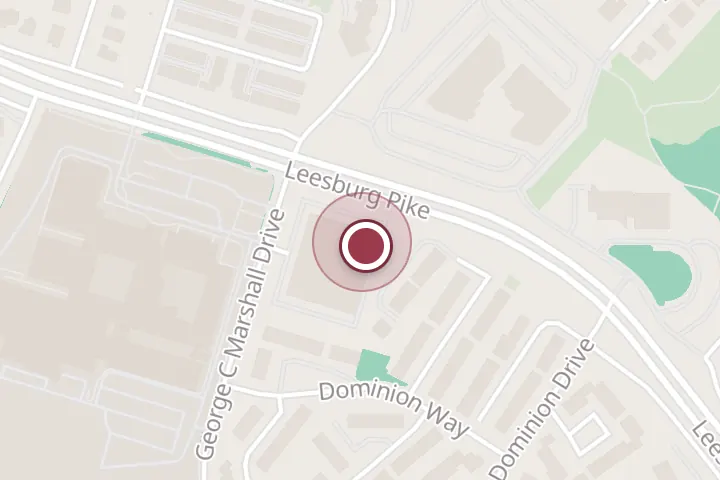 Street map around 7643 Leesburg Pike Ste A, Falls Church, with a pin at Kurt Sayce - State Farm Insurance Agent