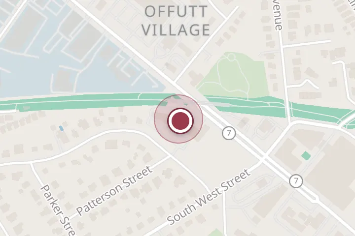 Street map around 1067 W Broad St, Falls Church, with a pin at Lantern House Viet Bistro