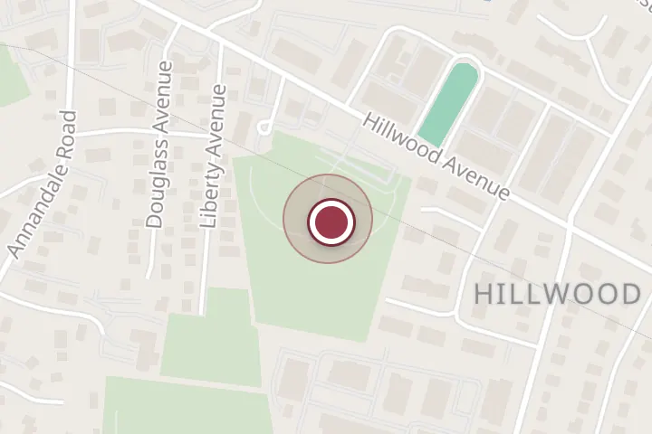 Street map around 300 Hillwood Ave, Falls Church, with a pin at Larry Graves Park