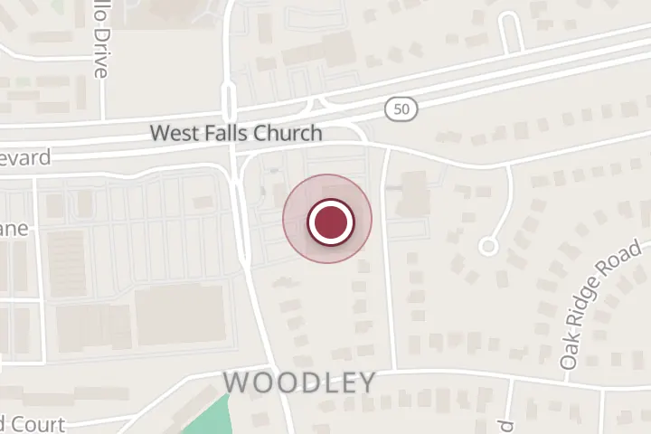 Street map around 3103 Graham Rd, Falls Church, with a pin at Las Americas Restaurant